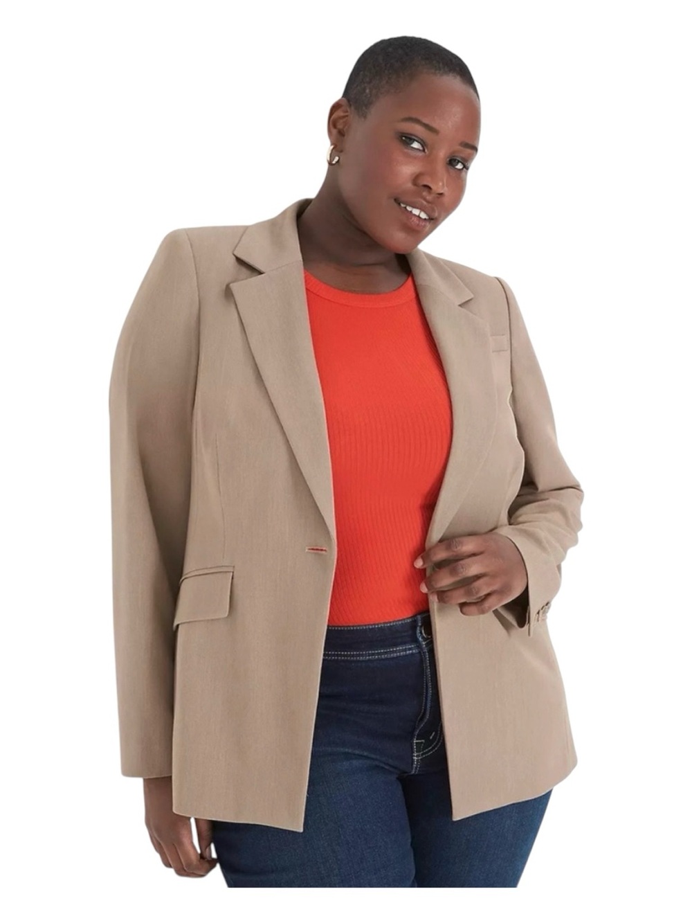 Lane Bryant The Perfect Drape brown one button suit blazer size 24W NWT